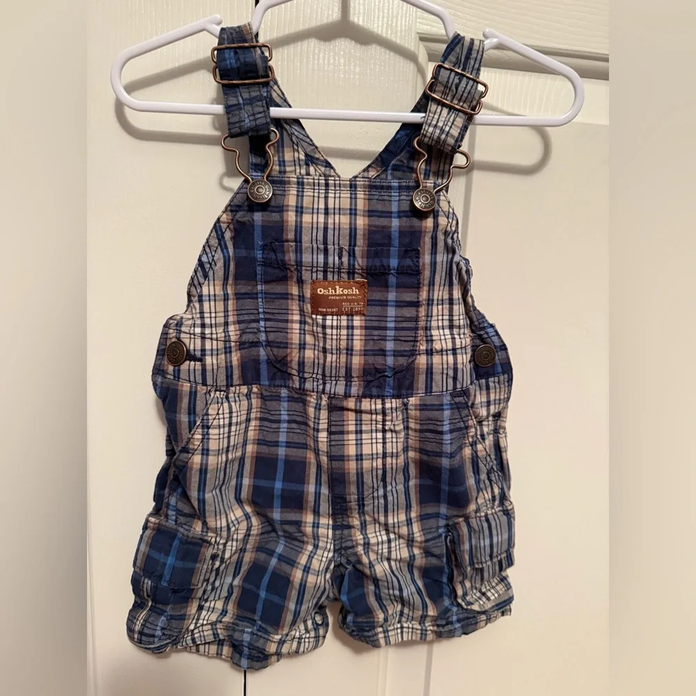 Vintage 90’s OshKosh B'gosh Blue Plaid Kids Overalls